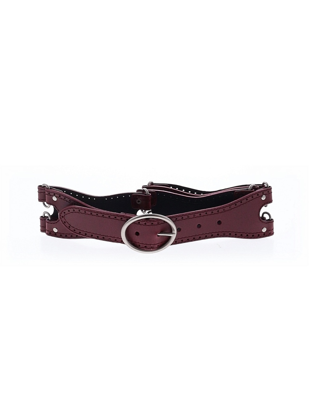Target Burgundy Perforated Oval Buckle Belt Size L